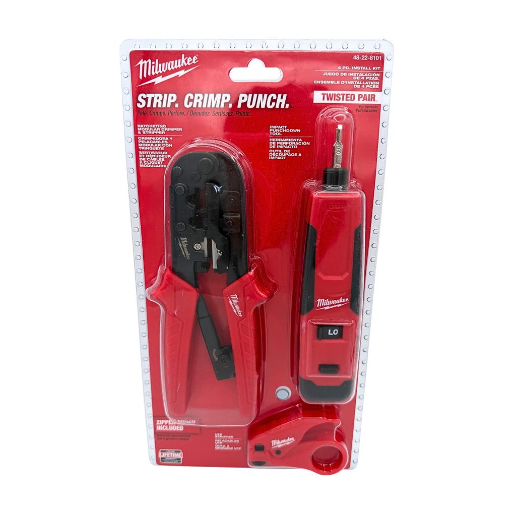 Milwaukee 48-22-8101 Twisted Pair Install Kit Punchdown Crimper Stripper UTP