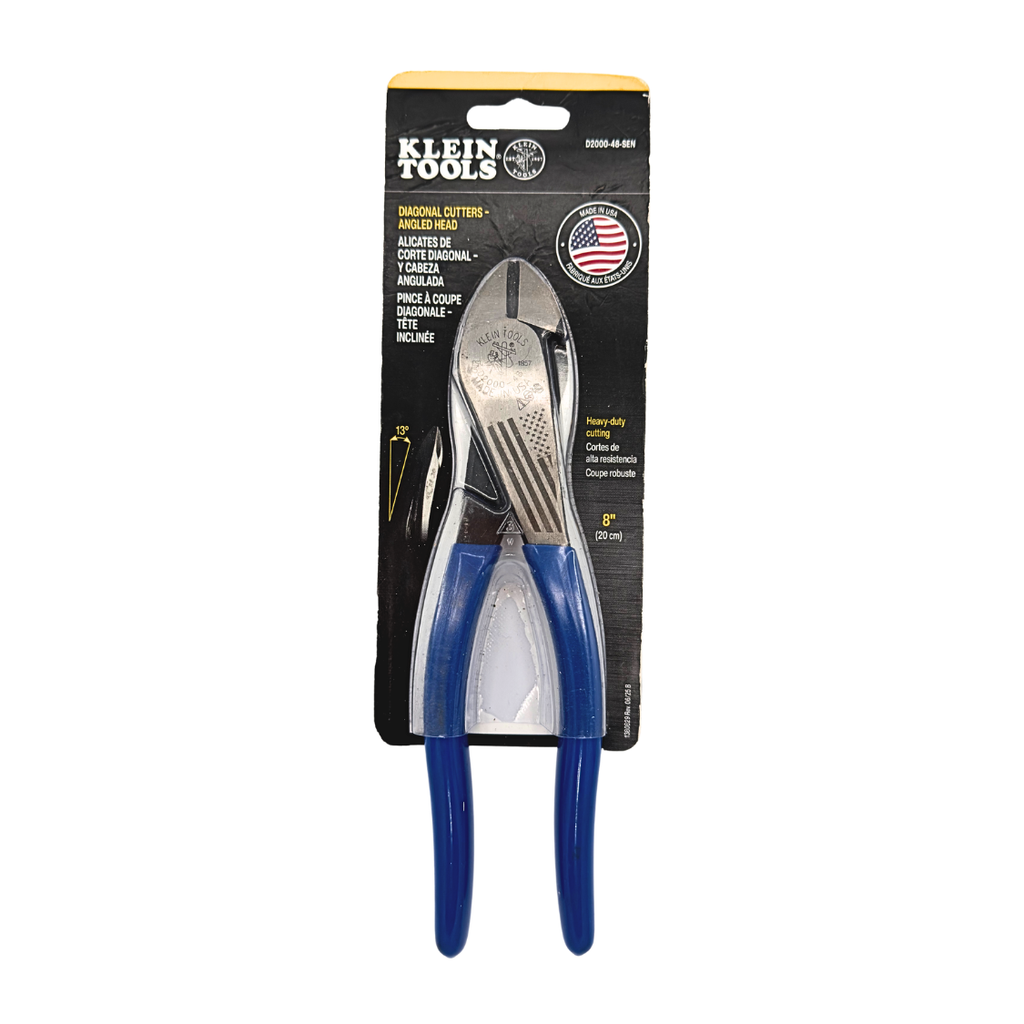 Klein Tools D2000-48 8" Diagonal Cutting Pliers Angled Head Made in USA