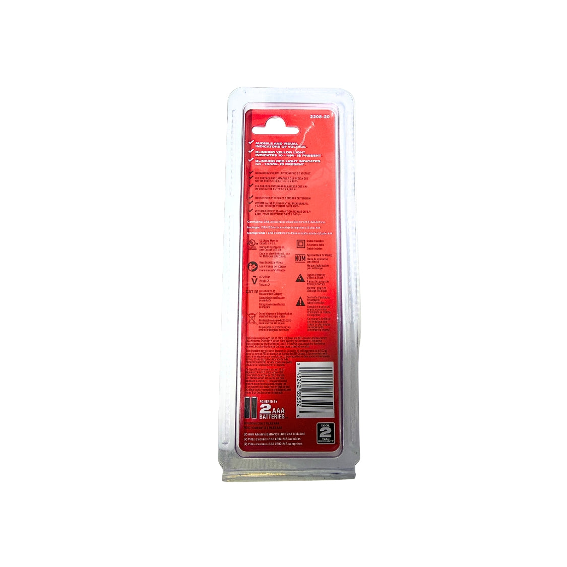 Milwaukee 2208-20 Dual Range Non-Contact Voltage Detector CAT IV 1000V