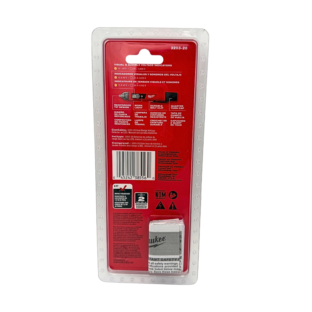 Milwaukee 3203-20 Dual Range Non-Contact Voltage Detector LED CAT IV 1000V