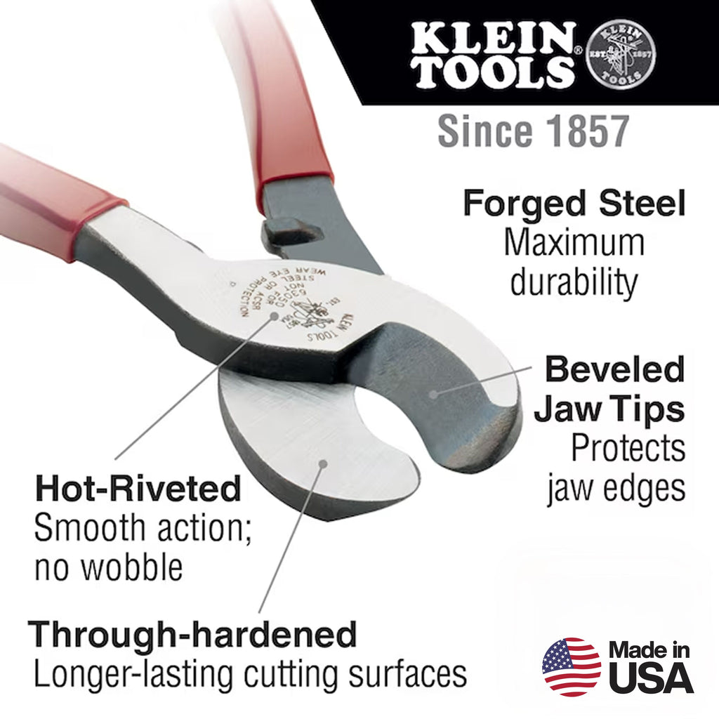 Klein Tools 63050 Cable Cutter 4/0 Aluminum 2/0 Copper 100-Pair Made in USA